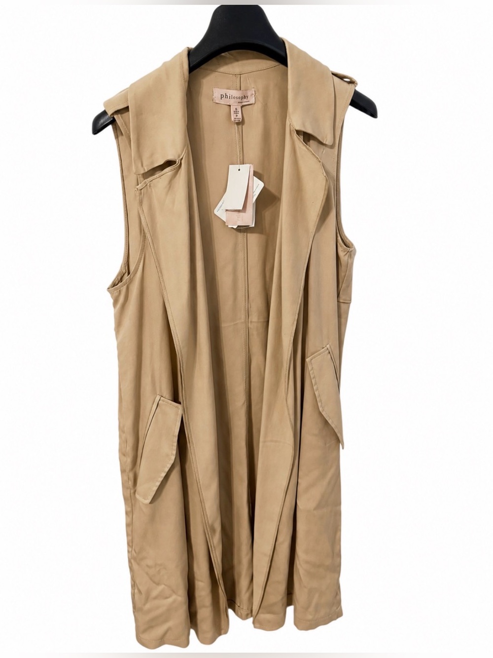 philosophy Beige Sleeveless Trench Vest